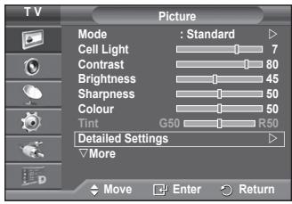 SAMSUNG PS50A557 - Customizing the Picture Settings - 2