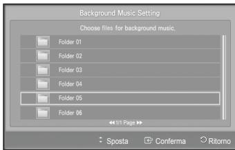 SAMSUNG PS50A557 - Impostazione musica sottofondo: - 1