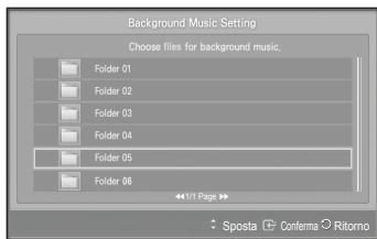 SAMSUNG PS50A557 - Impostazione musica sottofondo: - 1