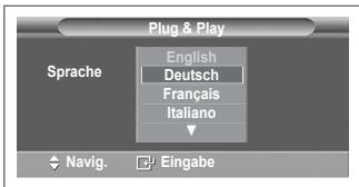 SAMSUNG PS50A557 - Wenn das Fernsehgerät zum ersten Mal eingeschaltet wird, werden automatisch einige Grundeinstellungen vorgenommen. Die folgenden Einstellungen sind verfügbar. - 2