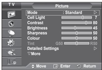 SAMSUNG PS50A557 - Customizing the Picture Settings - 1