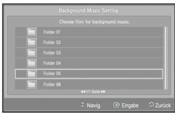 SAMSUNG PS50A557 - Einstellung der Hintergrundmusik: - 1