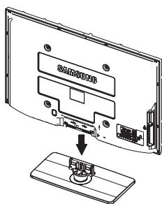 Diagram showing a device rear panel with labeled components and an arrow pointing to a component on a base.