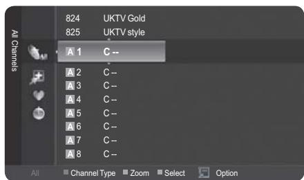 All Channels 824 UKTV Gold 825 UKTV style A 1 C -- A 2 C -- A 3 C -- A 4 C -- A 5 C -- A 6 C -- A 7 C -- A 8 C -- All Channel Type Zoom Select Option