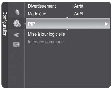 Configuration Divertissement : Arrêt Mode éco. : Arrêt PIP Mise à jour logicielle Interface commune