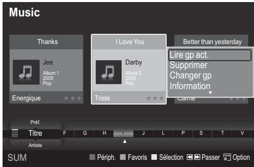 Music Thanks Jee Album 1 2005 Pop Energie I Love You Darby Album 2 2005 Pop Triste Better than yesterday Lire gp act. Supprimer Changer gp Information Game Préf. Titre F G H J L P S T V Artiate Périph. Favoris Sélection Passer Option SUM