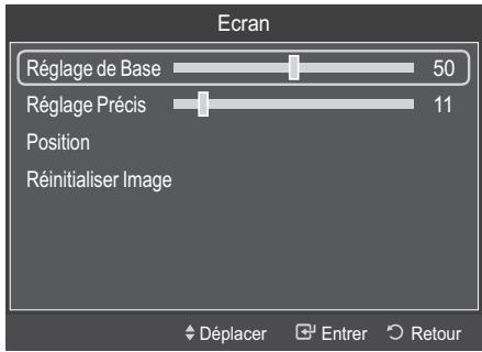 Ecran Réglage de Base 50 Réglage Précis 11 Position Réinitialiser Image Déplacer Entrer Retour