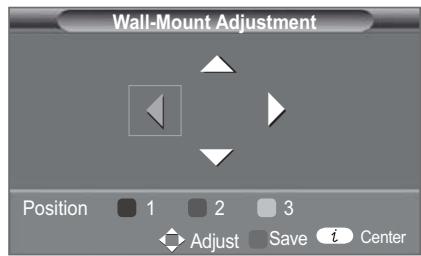 Wall-Mount Adjustment Position 1 2 3 Adjust Save i Center