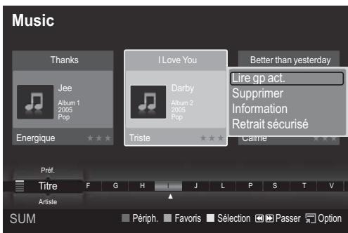 Music Thanks Jee Album 1 2005 Pop Energique I Love You Darby Album 2 2005 Pop Triste Better than yesterday Lire gp act. Supprimer Information Retrait sécurisé Came Préf. Titre F G H J L P S T V Artistie Périph. Favoris Sélection Passer Option SUM
