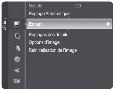 Netteté : 20 Réglage Automatique Ecran Réglages des détails Options d'image Réinitialisation de l'image