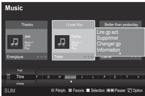 Music Thanks Jee Album 1 2005 Pop Energique I Love You Darby Album 2 2005 Pop Triste Better than yesterday Lire gp act. Supprimer Changer gp Information Game Préf. Titre F G H J L P S T V Artiste SUM Périph. Favoris Sélection Passer Option