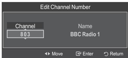 Edit Channel Number Channel 803 Name BBC Radio 1 Move Enter Return