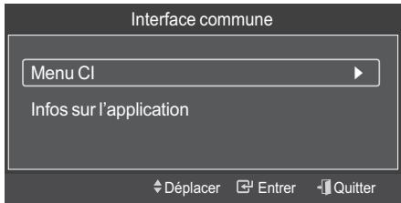Interface commune Menu CI Infos sur l'application Déplacer Entrer Quitter