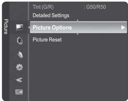 Tint (G/R) : G50/R50 Detailed Settings Picture Options Picture Reset