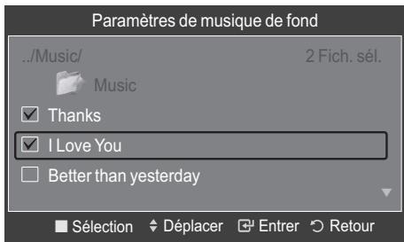 Paramètres de musique de fond ../Music/ Music Thanks I Love You Better than yesterday Sélection Déplacer Entrer Retour