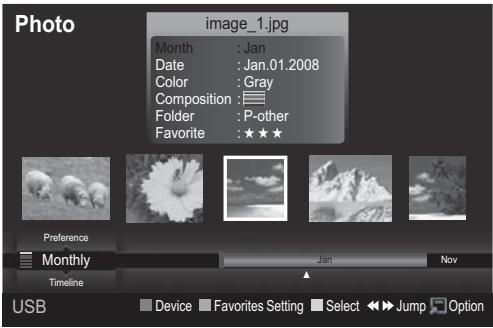 Photo image_1.jpg Month : Jan Date : Jan.01.2008 Color : Gray Composition : Folder : P-other Favorite : ★★★ Preference Monthly Jan Nov Timeline Device Favorites Setting Select Jump Option USB