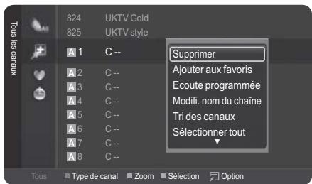 Tous des canaux 824 UKTV Gold 825 UKTV style A 1 C -- A 2 C -- A 3 C -- A 4 C -- A 5 C -- A 6 C -- A 7 C -- A 8 C -- Supprimer Ajouter aux favoris Ecoute programmée Modif. nom du chaîne Tri des canaux Sélectionner tout ▼ Tous Type de canal Zoom Sélection Option