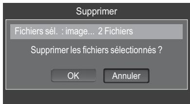 Supprimer Fichiers sél. : image... 2 Fichiers Supprimer les fichiers sélectionnés ? OK Annuler