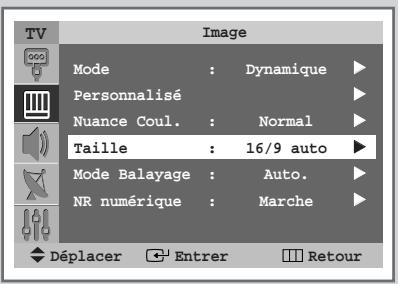 SAMSUNG SP-43W6HL - Sélection de la taille de l'image (modèle large) - 1