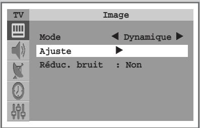 TV Image Mode Dynamique Ajuste Réduc. bruit : Non