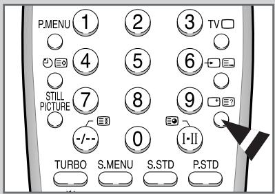 P.MENU ① ② ③ TV STILL PICTURE ④ ⑤ ⑥ -/- ⑦ ⑧ ⑨ TURBO S.MENU S.STD P.STD