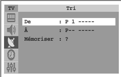 TV Tri De : P 1 ---- À : P-- ---- Mémoriser : ?