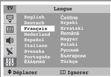 TV Langue English Čeština Deutsch Srpski Français Hrvatski Nederland Română Español Magyar Italiano Polski Svenska Русский Português Български Еллэнкá Türkçe Déplacer Ignorer