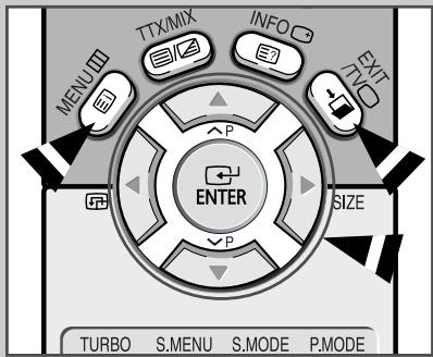 MENU TTX/MIX INFO EXIT TWO ENTER SIZE TURBO S.MENU S.MODE P.MODE