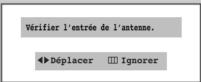 Vérifier l'entrée de l'antenne. ►Déplacer □□ Ignorer