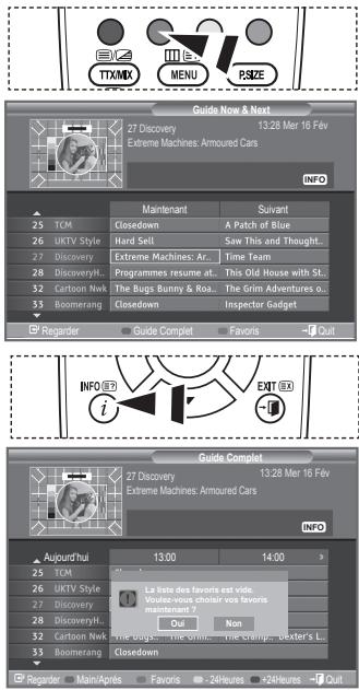 SAMSUNG LE32A336 - Dans le menu EPG, vous pouvez afficher tous les canaux ou les canaux favoris. - 1
