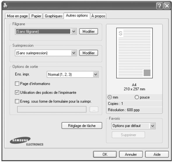 SAMSUNG CLP-310 - Onglet autres options - 1
