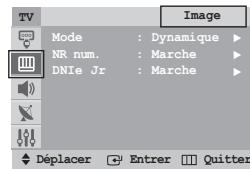 TV Mode : Dynamique ▶ NR num. : Marche ▶ DNIe Jr : Marche ▶ Déplacer Enterr Quitter