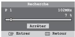 Recherche P 1 102MHz 7 % Arrêter Entrer Retour
