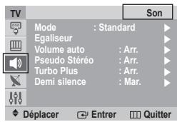 SAMSUNG CS-29Z50M1 - Son - Mode / Egaliseur / Volume auto / Pseudo stéréo / Turbo Plus / Demi silence - 1