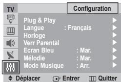 SAMSUNG CS-29Z50M1 - Configuration - Langue / Ecran Bleu / Mélodie / Mode Musique - 1