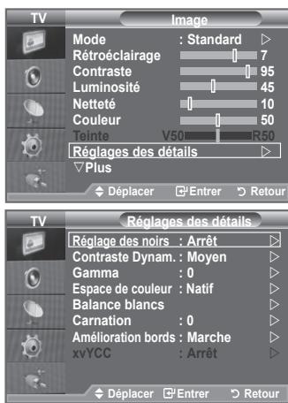 SAMSUNG LA32A550P1R - Réglages des détails de l'image - 1