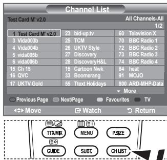 Channel List Test Card M' v2.0 All Channels-All 1/2 1 Test Card M' v2.0 23 bid-up.tv 60 Television X 3 Vida003b 25 TCM 70 BBC Radio 1 4 Vida004b 26 UKTV Style 72 BBC Radio 2 5 vida005b 27 Discovery 73 BBC Radio 3 6 vida006b 28 DiscoveryH&L 74 BBC Radio 4 15 Ch 15 15 Cartoon Nwk 84 heat 16 QVC 33 Boomerang 91 MOJO 17 UKTV Gold 55 Text Holidays 800 ARD-MHP-Data More Previous Page Next/Page Favourites TV ←→ Move Watch Return TTX/MX MENU PSPE GUIDE SUBT CH LIST
