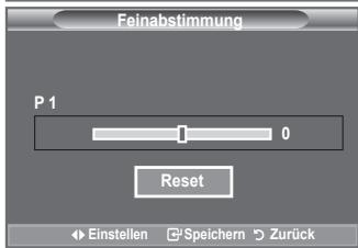 Feinabstimmung P 1 0 Reset Einstellen Speichern Zurück