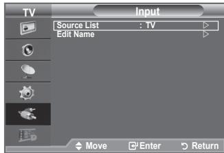 TV Source List : TV Edit Name Move Enter Return