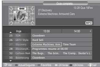 Guia completo 13.28 Quiz 16Fev 27 Discovery Extreme Machines: Armoured Cars NFO Hoge 13.00 14.00 25 TCM Closedown 26 UKTV Style Hard Sett 27 Discovery... Extreme Machines: Arm Time Team 28 Discovery... Programmes resume at 06:00 32 Cartoon Nwk The Bugs... The Grim... The Cramp... Dexter's L... 33 Boomerang Closedown Ver Actual/Seguente Favoritos -24 horas +24 horas -f Sair