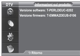 DTV Informazioni sul prodotto Versione software: T-PERLDEUC-0202 Versione firmware: T-EMMA2DEUB-0106 Ritorno