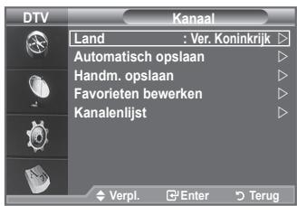 DTV Kanaal Land : Ver. Koninkrijk Automatisch opslaan Handm. opslaan Favorieten bewerken Kanalenlijst Verpl. Enter Terug