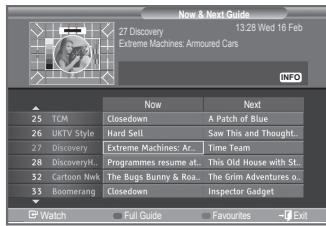 Now & Next Guide 27 Discovery Extreme Machines: Armoured Cars 13/28 Wed 16 Feb INFO 25 TCM 26 UKTV Style 27 Discovery 28 Discovery... 30 Cartoon Nwk 31 Boomerang Now Closedown Hard Sell Extreme Machines: Ar... Programmes resume at... The Bugs Bunny & Roa... Closedown Next A Patch of Blue Saw This and Thought... Time Team This Old House with St... The Grim Adventures o... Inspector Gadget Full Guide Favourites Exit