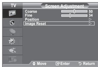Screen Adjustment Coarse 1 50 Fine 1 34 Position Image Reset Move Enter Return