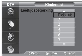 DTV Leeftijdsbeperking Blokk. uit 3 4 5 6 7 Verpl. Enter Terug