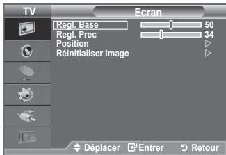 TV Ecran Regl. Base 50 Regl. Prec 34 Position Réinitialiser Image Déplacer Entrer Retour