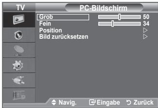 PC-Bildschirm Grob Fein Position Bild zurücksetzen 50 34 Navig. Eingabe Zurück