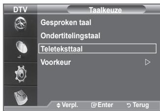 DTV Taalkeuze Gesproken taal Ondertitelingstaal Teletekstaal Voorkeur Verpl. Enter Terug