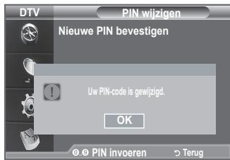 DTV PIN wijzigen Nieuwe PIN bevestigen Uw PIN-code is gewijzigd. OK © PIN invoeren Terug