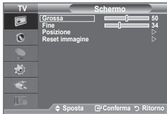 TV Schermo Grossa Fine Posizione Reset immagine 50 34 Sposta Conferma Ritorno